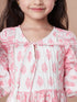 Girls Tiered Floral Print Tie-Up Neck A-Line Midi Cotton Dress